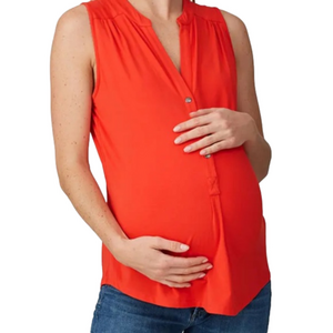 NOM Women's Mia Maternity Nursing Orange Sleeveless Top Integrated Shelf Bra SM